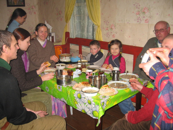Lunch at the Radharani house in Belarus